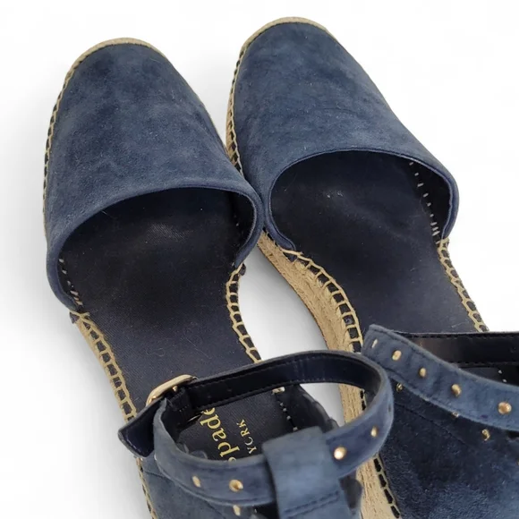 Kate Spade Polly Suede Espadrille Wedge Sandals 10B Dark Blue - Picture 4 of 12